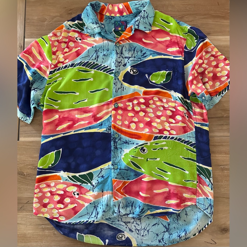 Jams World Vintage Fish Print Button Up M